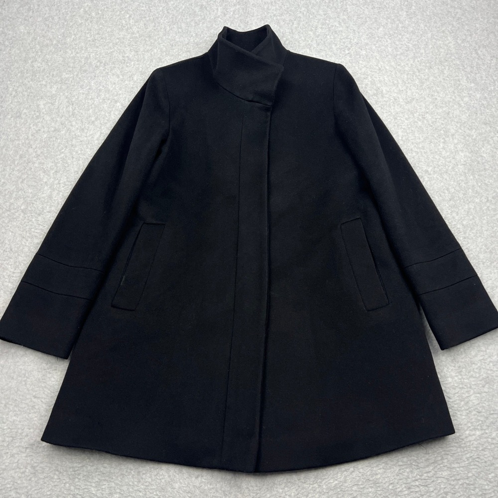 Fleurette Loro Piana Jacket Women's 6 Black 100% Wool Button Up Lined Coat USA